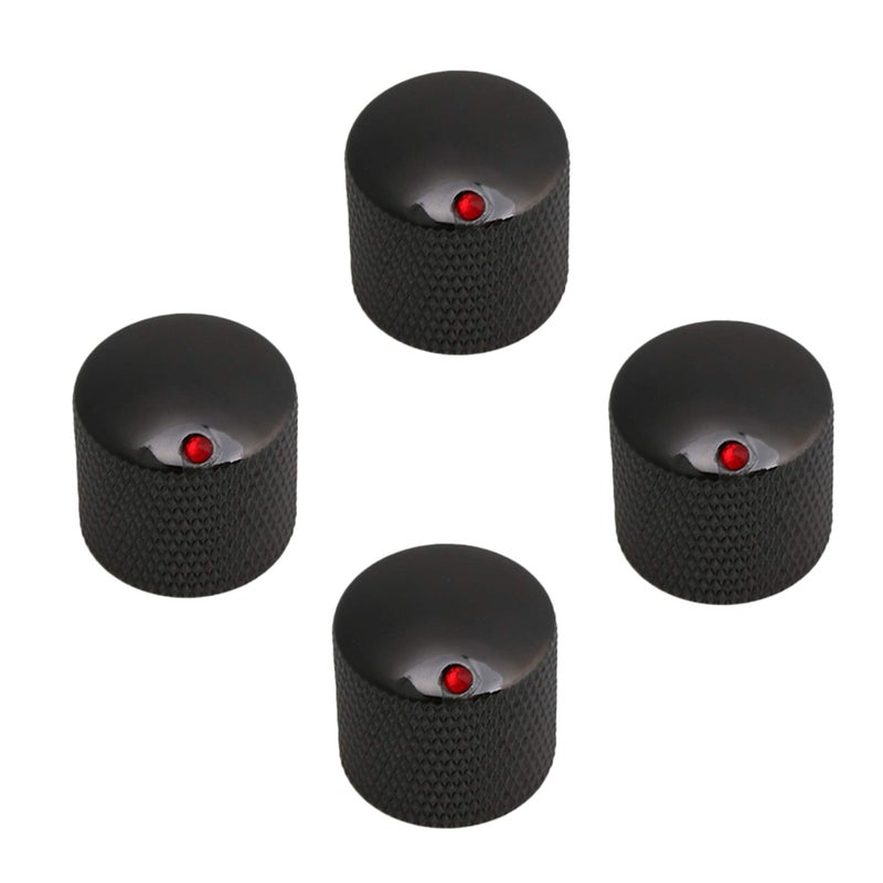 logyues 4PCS Black Red Dot Gem Metal Guitar Potentiometer Knobs Control Knurled Knob Volume Audio - Image 1